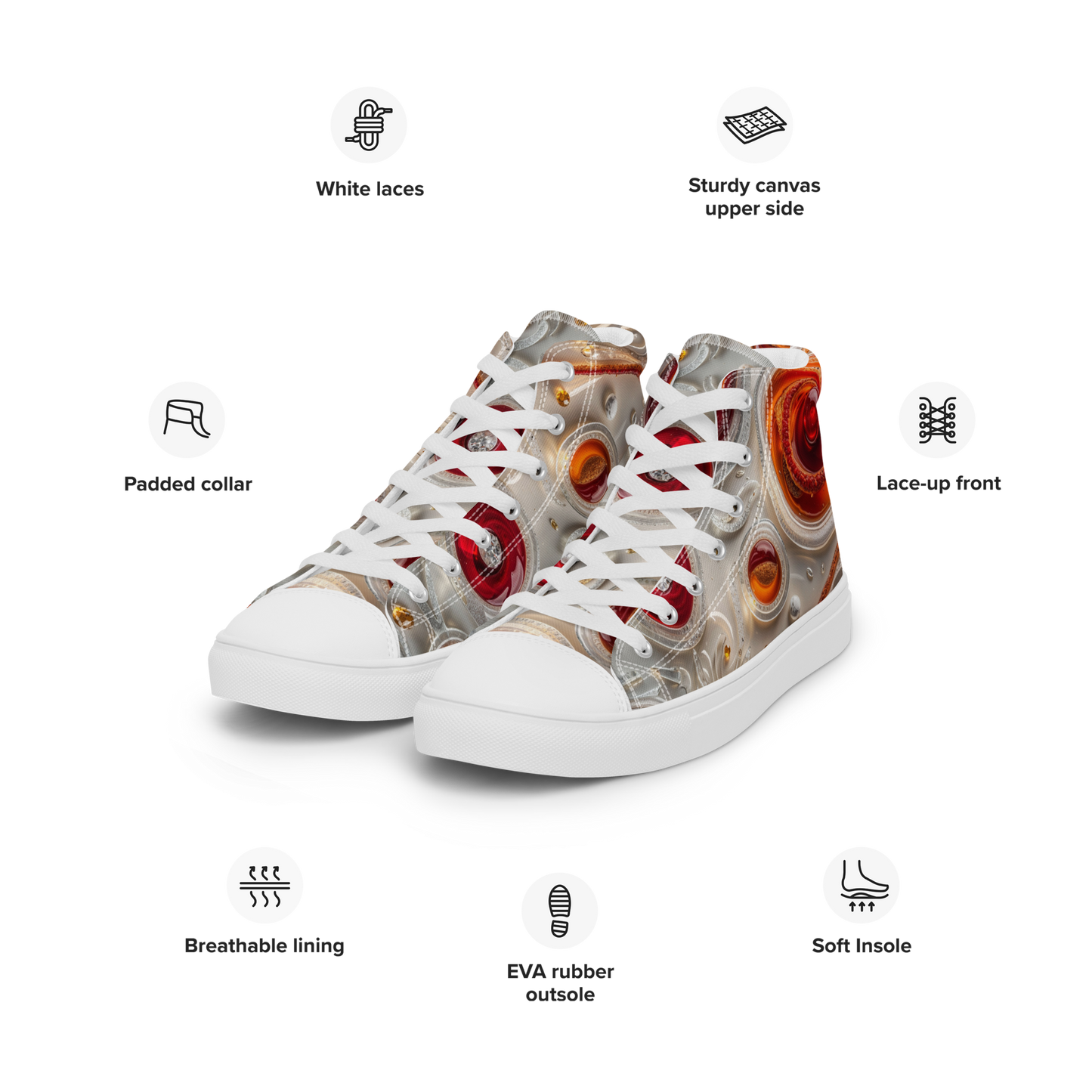Red- Circle High-Top Leinenschuhe für Damen